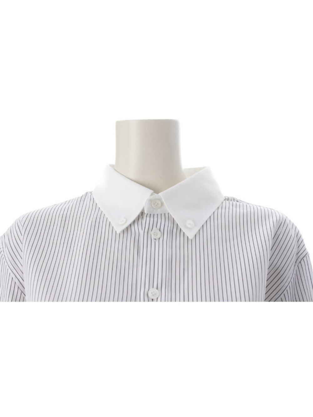 Celine Cotton Triomphe Embroidery Long Sleeve Striped Cropped Shirt Top White 38 - Picture 5 of 10